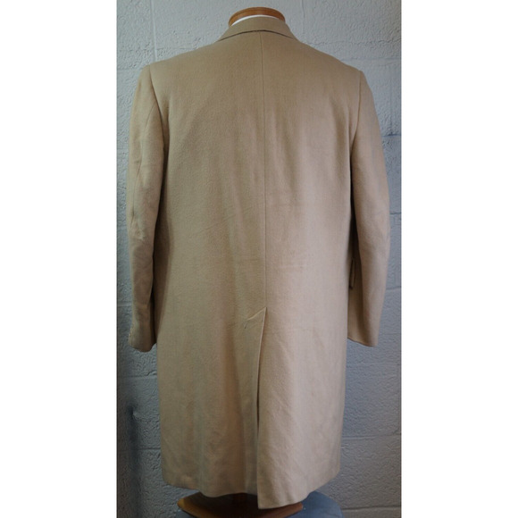 Tan overcoat 100 % Dhalishan Cashmere Over Coat Made USA - Picture 6 of 9